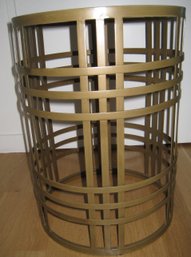 Round Caged Metal & Glass Top Accent Table
