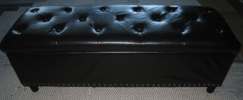 Belleze Black Pleather Padded Bench