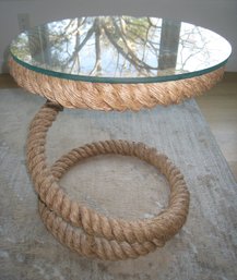 Ahoy Matey-Nautical Rope & Glass Accent Table