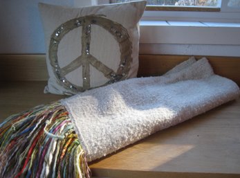 Peace Be With You... Pillow And Multi Color Throw
