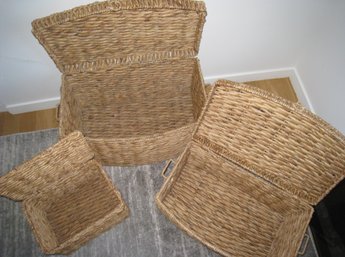 Woven Rattan Chests In Three Assorted Sizes