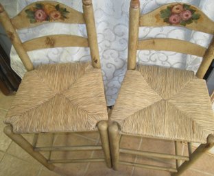 Pair Of Hand Painted Bar Stools