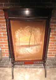 Artwork For The Fireplace During The Summer -Antique Fire Screen