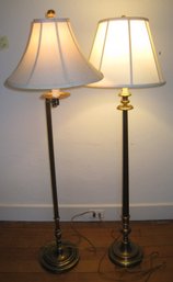 This Is A Brassy Pair -Antique Brass Finish Floor Lamps