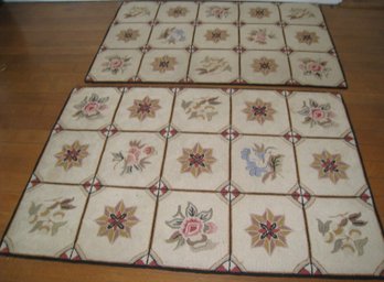 Georgeous Hand Hooked Vintage Matching  Wool Rugs