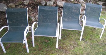 Powder Coat Aluminum Set Of 4 Chairs In Dark Green