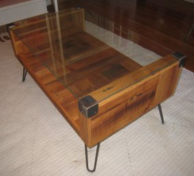 Rustic Wood And Glass Coffee Table