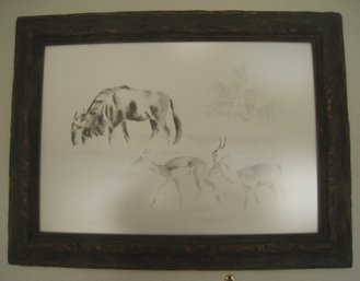 Clive Walker 1936  African Wildebeast Signed By Artist