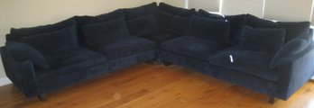 West Elm Blue Suede Sectional Couch