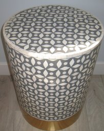 Mosaic Gray & White Round  Accent Table