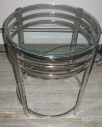 Chrome And Glass Accent Table