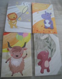 Set Of 4 Children's Whimsical Animal Prints