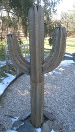 Tiki Torch Metal Cactus Sculpture