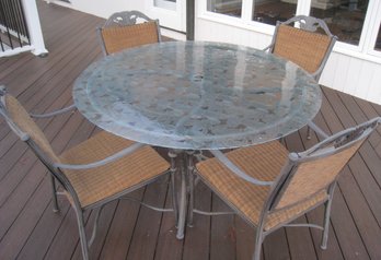 Round Patio Table With Glass Top And 4 Chairs