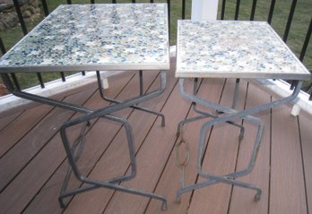A Pair Of Pretty Mosaic Topped  Nesting Tables