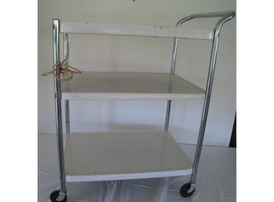 Vintage White Utility Cart With Outlet