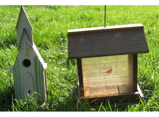 Church Birdhouse & Wooden Bird Feeder
