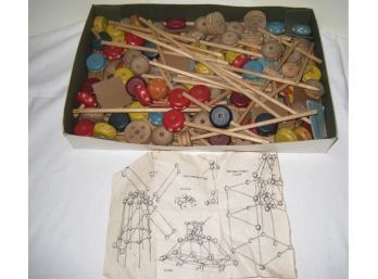 Vintage Wooden Tinker Toys By Spokewheel Co.