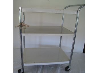 Vintage White Utility Cart With Outlet