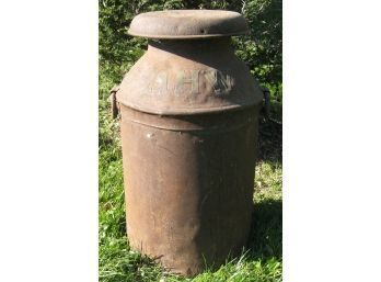 Vintage Milk Can With Lid And Ice Tongs