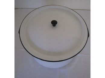 Vintage Large Enamel Pot With Lid