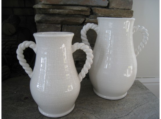 Pair Of Pottery Vases With Handles