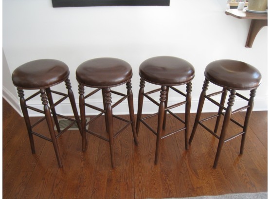 Wood And Leather Stools