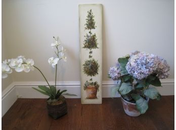Lovely Silk Flower Arrangements And Topiary Plaque