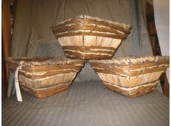 A Trio Of Rattan Woven Square Baskets... For Your Personal Arrangements