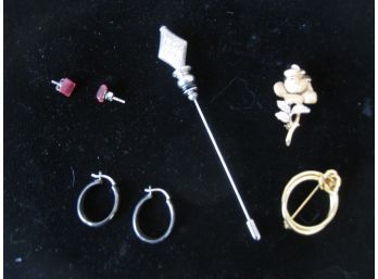 Hat Pin And Earrings