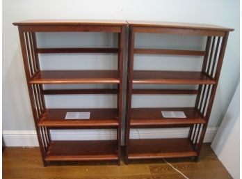 Set Of Two 3 Shelf Wooden Book Shelves
