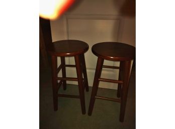 Cherry Stain Finish Wooden Stools
