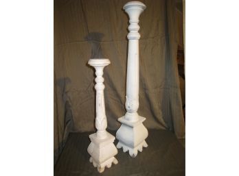Carved Wooden Candle Pedestal Bases