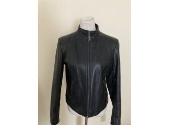 Kasper Black Leather Jacket Size L