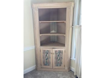 Pickled Oak Corner Cabinet