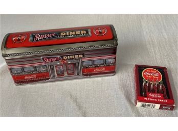 Coke Diner Tin And  Playing Cards