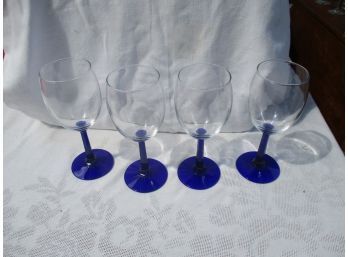 Blue Stem Wine Glasses 4