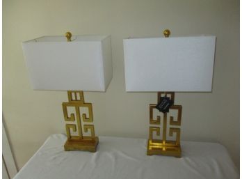Pair Of Oriental Gold Colored Lamps