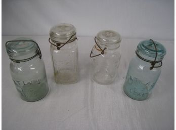 Set Of 4 Vintage Mason Jars