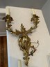 Set Of Ornate Gold Electrified Two-light Sconces