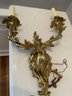 Set Of Ornate Gold Electrified Two-light Sconces