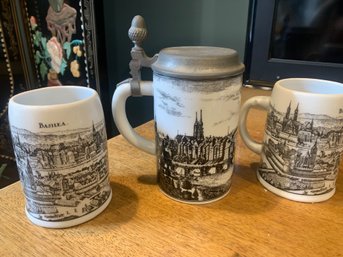 Vintage Basilea Mugs And Kaiser Beer Stein