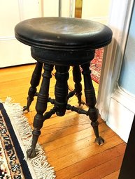 Antique Piano Stool With Marble Feet