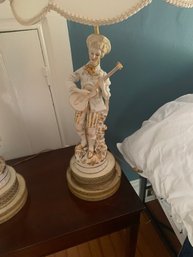 Victorian Lady And Man Porcelain Table Lamps