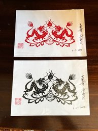 Vintage Pair Of Small Asian Prints