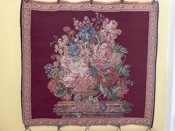 Antique Floral Tapestry - Burgundy Background - Made In Italy