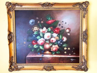 Antique Artwork Of Flowers In Vase By Artist McGyver (reproduction)
