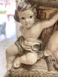 Antique Table Lamp With Cherubs In Cast Metal