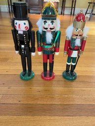 Lot Of 3 Extra Tall Nutcrackers In Various Military Outfits - 24' Tall