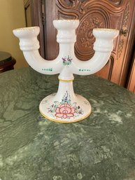 Handpainted Small 3-Arm Candleabra